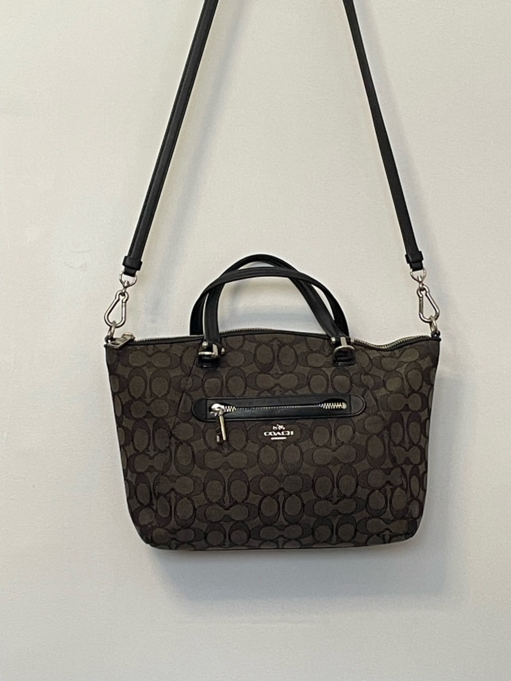 Coach Prairie Satchel with Black Leather Trim
